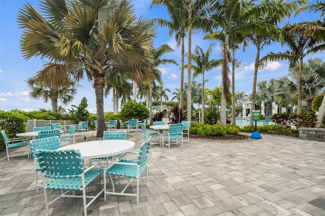 view of patio featuring fence