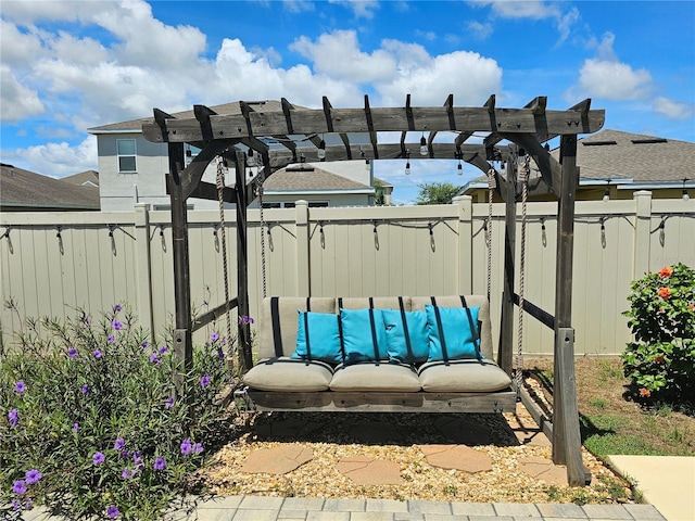 view of patio / terrace featuring a pergola