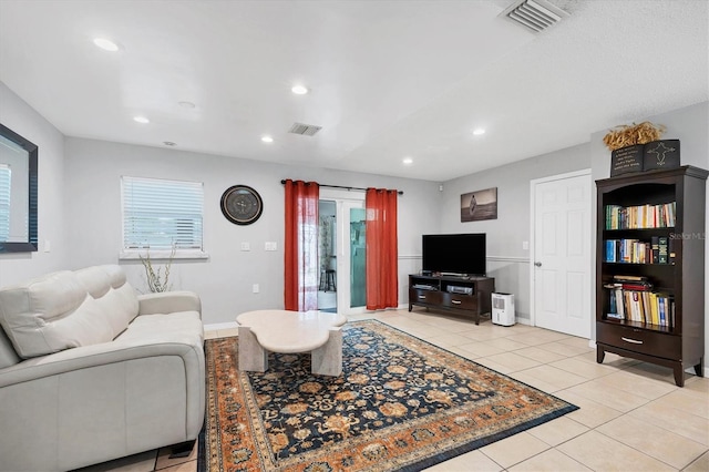 view of tiled living room