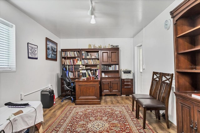 office space featuring hardwood / wood-style flooring