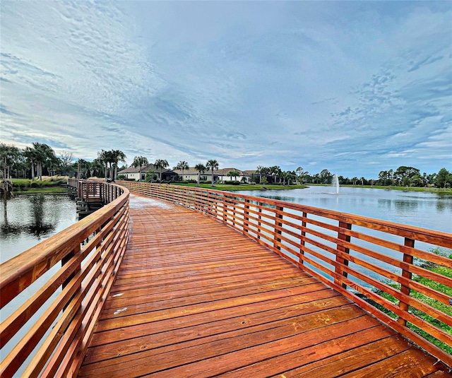 view of dock featuring a water view