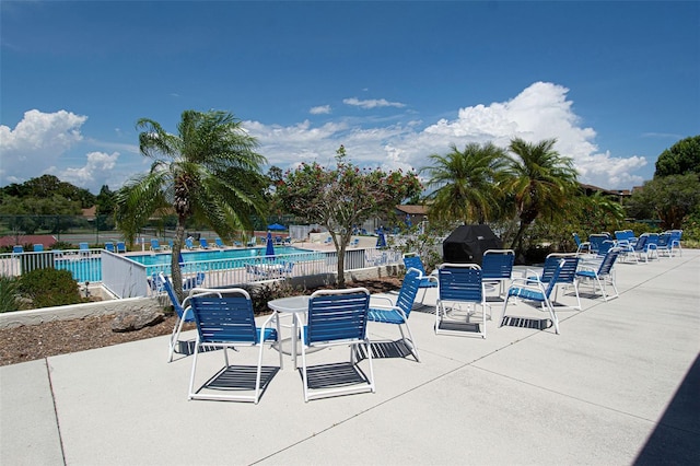 view of pool featuring a patio