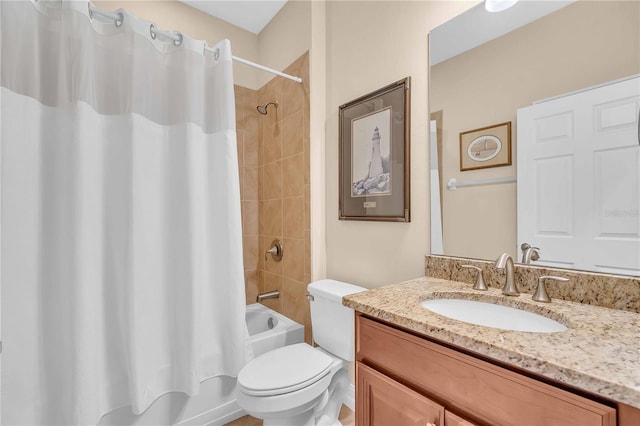 full bathroom featuring vanity, toilet, and shower / bath combo