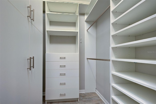 spacious closet with light wood-type flooring