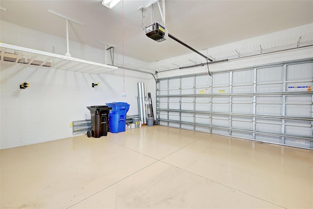 garage with a garage door opener