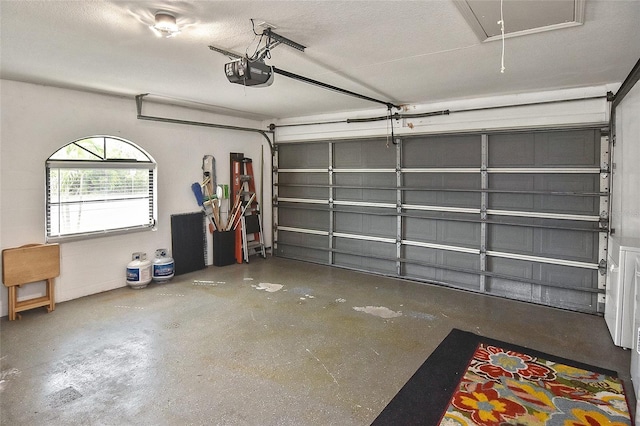 garage with a garage door opener