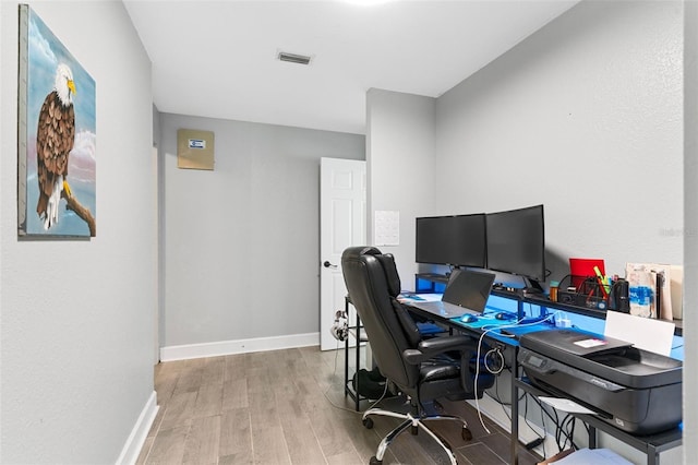 office space featuring light hardwood / wood-style flooring