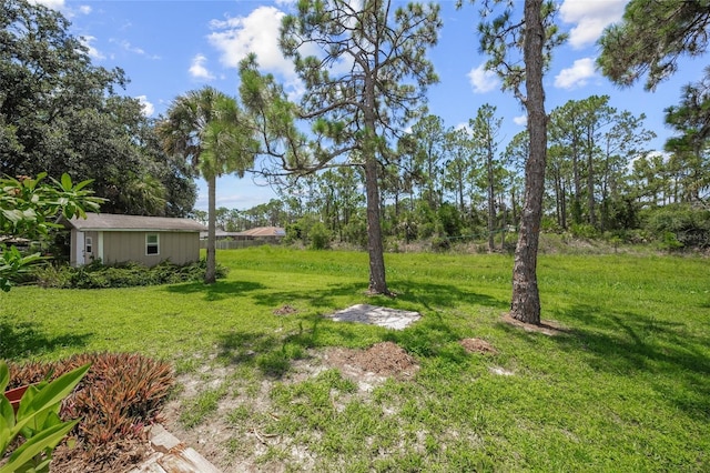 view of yard featuring an outbuilding