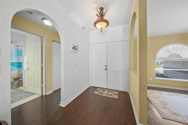 entrance foyer featuring dark hardwood / wood-style floors