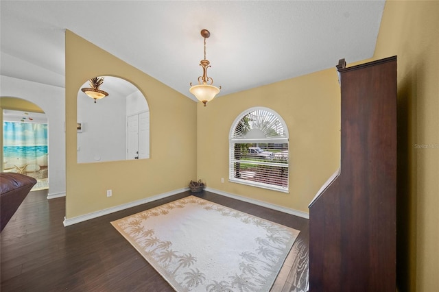 empty room featuring dark hardwood / wood-style floors