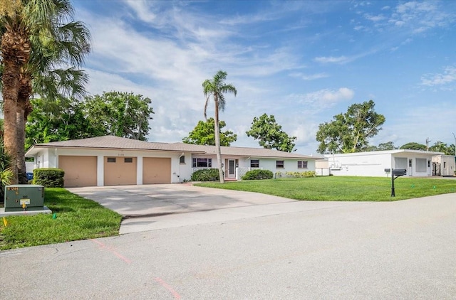 ranch-style home with a front lawn