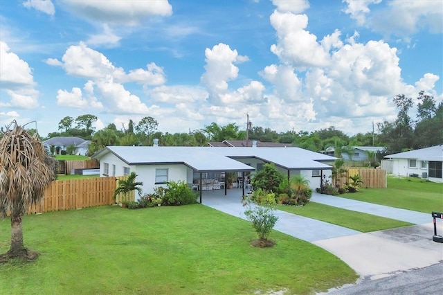 view of front of home featuring a front lawn