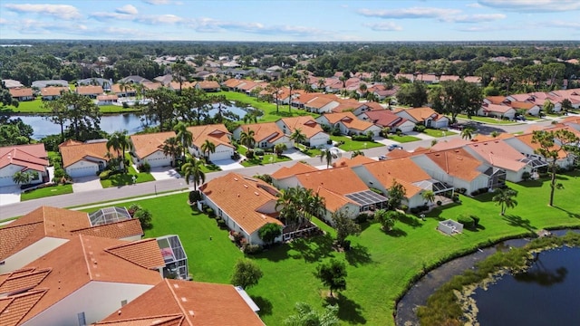 bird's eye view featuring a water view