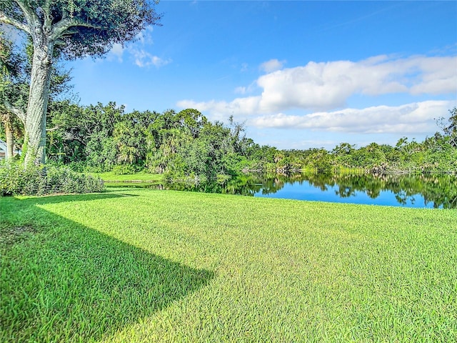 view of yard featuring a water view