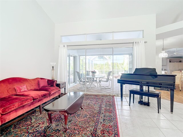 view of tiled living room