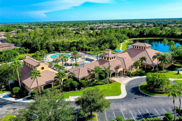 bird's eye view featuring a water view