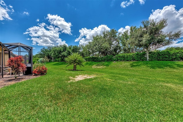 view of yard featuring a lanai