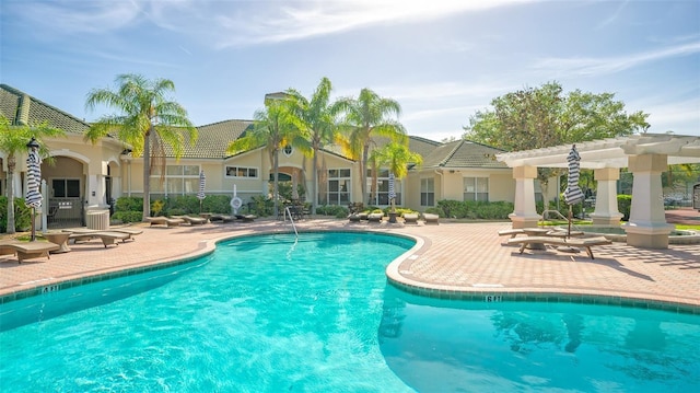 view of pool featuring a patio