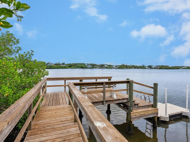 view of dock featuring a water view