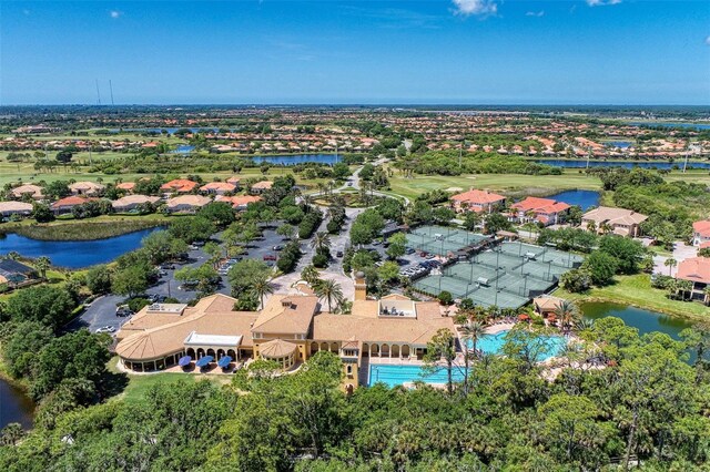 bird's eye view featuring a water view