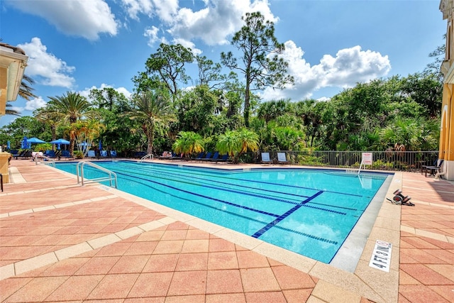 view of pool featuring a patio area