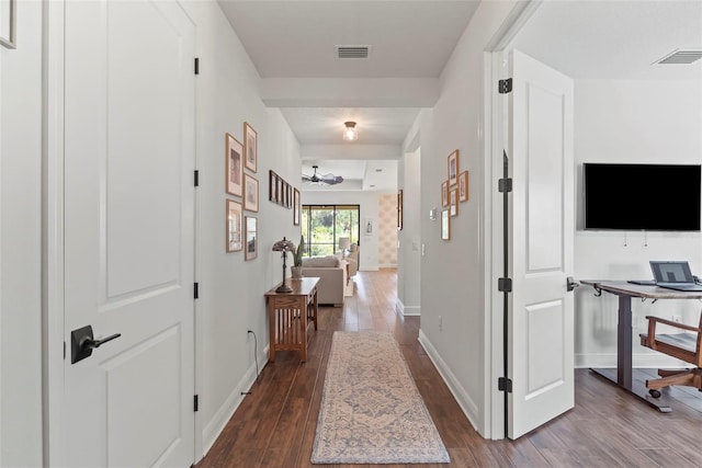 hall featuring dark hardwood / wood-style flooring