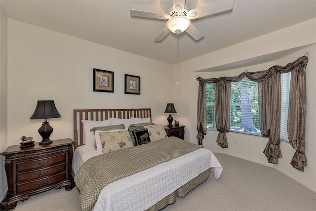 bedroom with carpet floors and ceiling fan