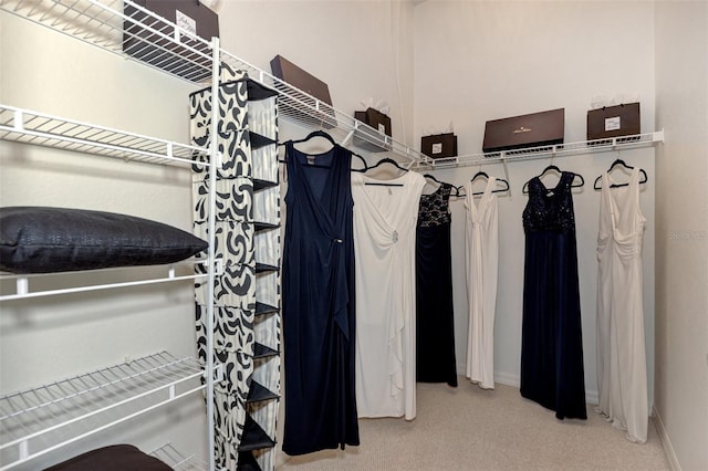 walk in closet with carpet flooring