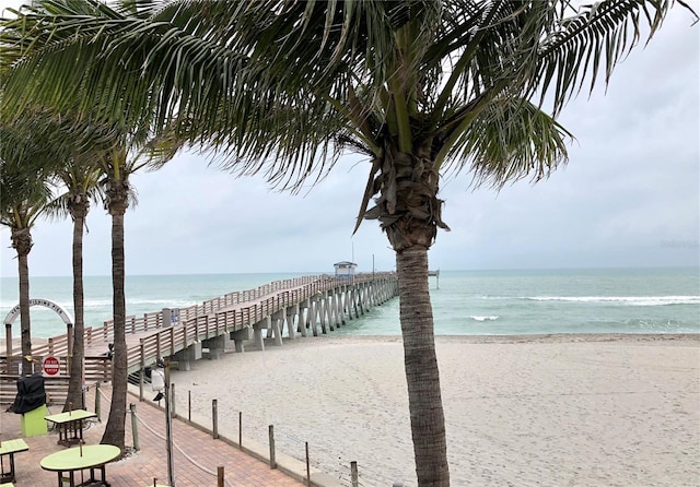 property view of water with a beach view