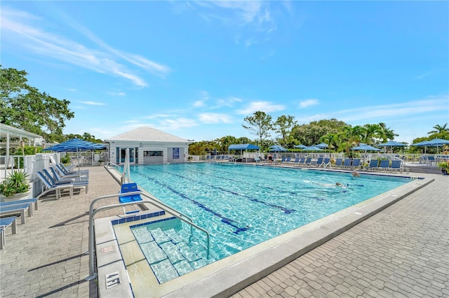 view of pool with a patio area