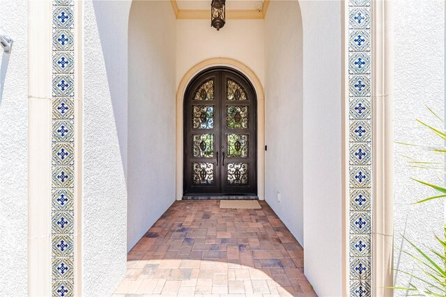 view of exterior entry with french doors