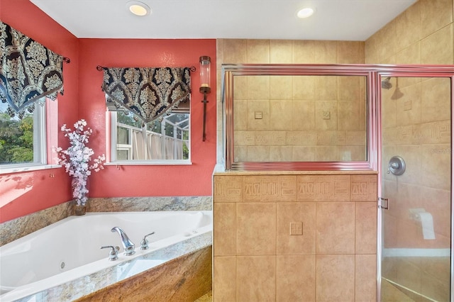 bathroom with independent shower and bath