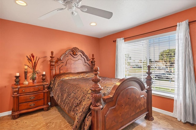 bedroom featuring ceiling fan