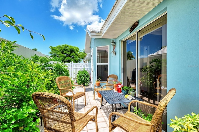 balcony featuring a patio area