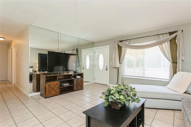 view of tiled living room