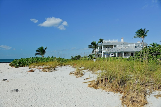 exterior space featuring a water view