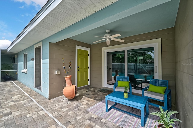 view of patio / terrace with ceiling fan