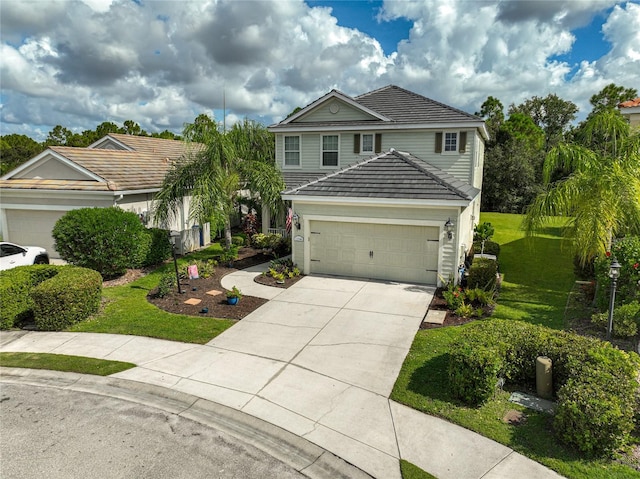 view of front property with a garage