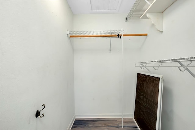 walk in closet featuring hardwood / wood-style flooring