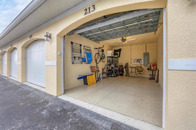 garage with electric panel