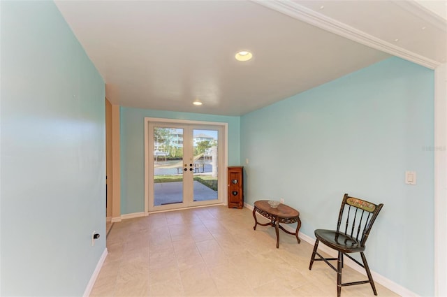 sitting room with french doors