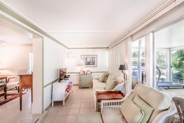 view of tiled living room