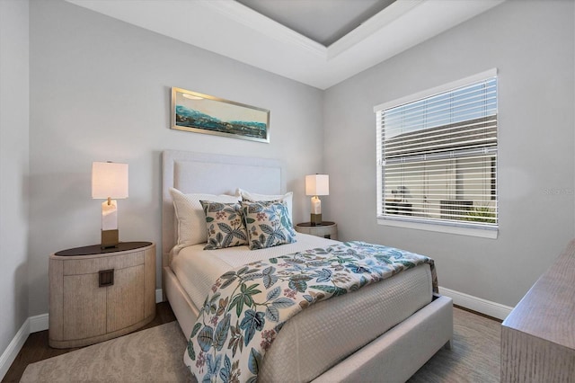 2197 Nita Ter, North Port, FL 34286 - bedroom featuring a tray ceiling, baseboards, and wood finished floors