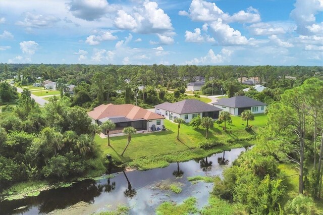 bird's eye view featuring a water view