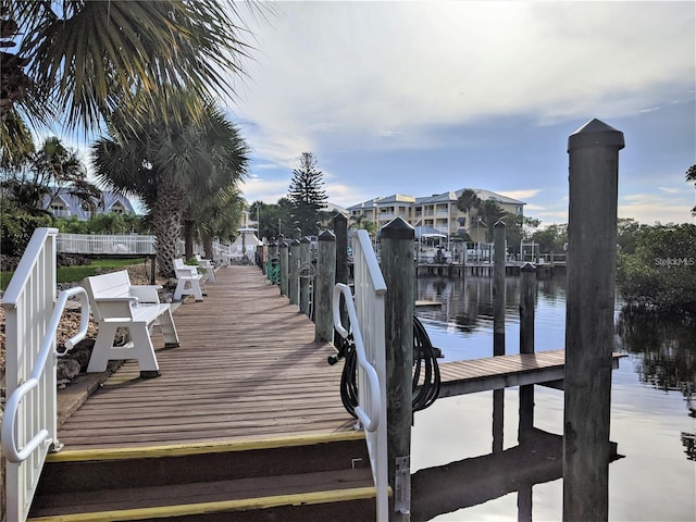 dock area featuring a water view