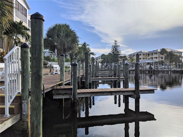 dock area featuring a water view