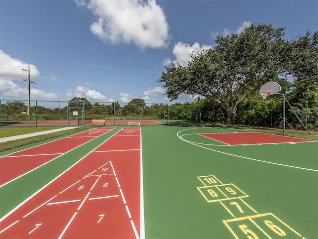 exterior space with basketball hoop