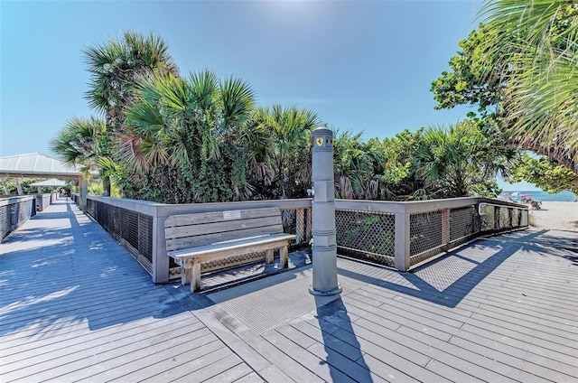 wooden deck featuring a gazebo