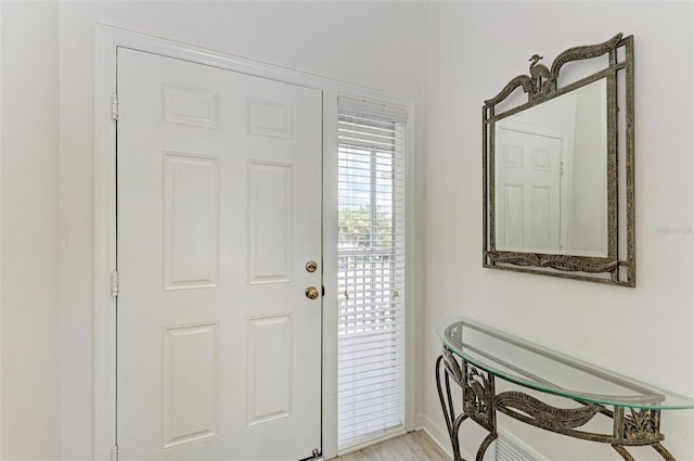 entryway with light wood-type flooring