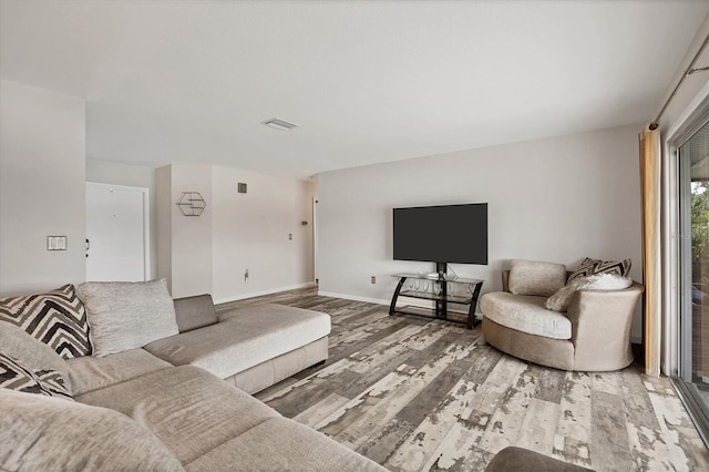 living room featuring light hardwood / wood-style flooring